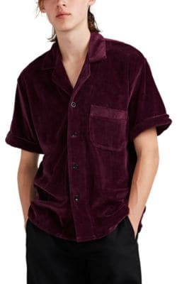 Cotton-Blend Velour Camp Shirt