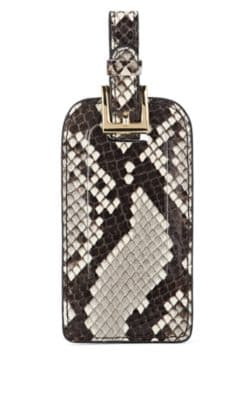 Python-Embossed Leather Luggage Tag
