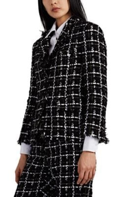 Metallic-Checked Tweed Blazer
