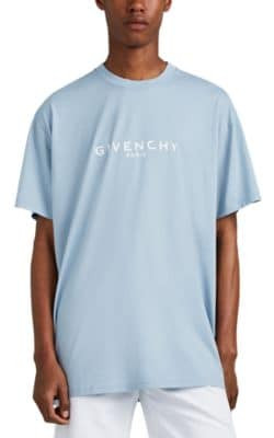 Distressed-Logo Cotton Oversized T-Shirt