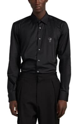 Skull-Embroidered Cotton Shirt