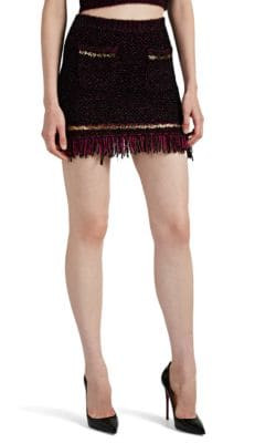 Embellished Metallic Tweed Miniskirt