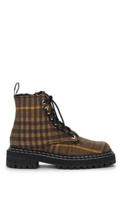 Plaid Canvas Combat Boots