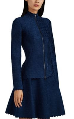 Velvet-Jacquard Zip-Front Jacket