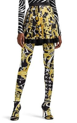 Savage Baroque Silk Pleated Miniskirt