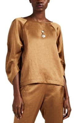 Satin-Finished Gabardine Scoopneck Top