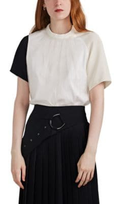 Tulle-Overlay Cotton Jersey T-Shirt