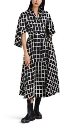 Checked Silk Shirtdress