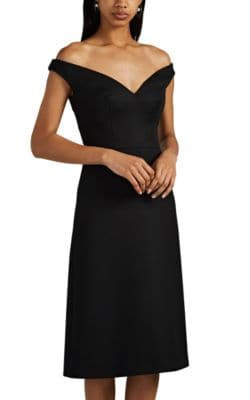 Off-The-Shoulder Wool Gabardine Dress