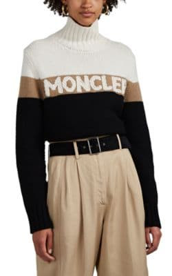 Logo Striped Wool-Cashmere Turtleneck Sweater