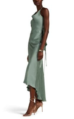 Washed Satin Halter Dress