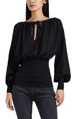 Satin-Trimmed Virgin Wool Sweater