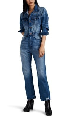 Amina Distressed Denim Jumpsuit