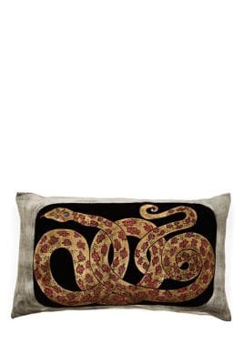 Snake-Motif Silk Velvet Pillow