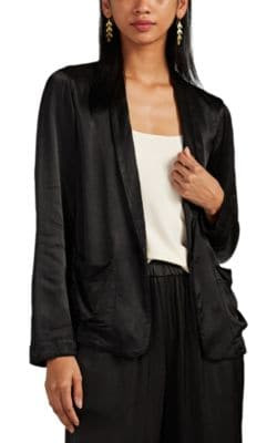 Pebble-Satin Shrunken One-Button Blazer