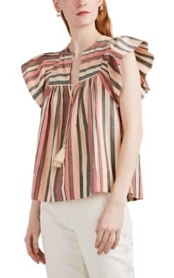 Amba Striped V-Neck Top