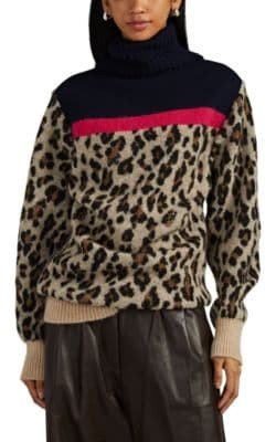 Leopard-Print Wool-Blend Turtleneck Sweater 1