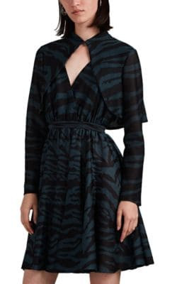 Zebra-Striped Silk Swing Bolero Jacket