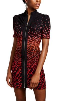 Floral CrÃªpe De Chine Zip-Front Dress