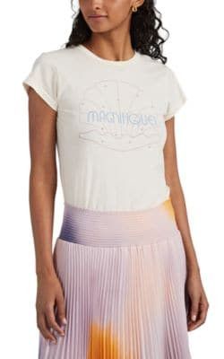Imitation-Pearl-Embellished "Magnifique" T-Shirt