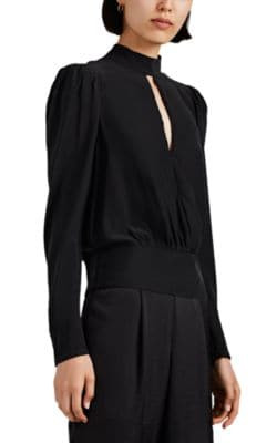 Silk Satin Keyhole Blouse