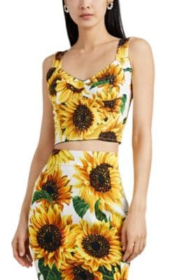 Sunflower-Print Cady Bra Top