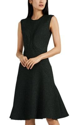 Diamond-Pattern Jacquard Flared Dress