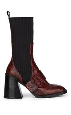 Bea Stamped Leather Mid-Calf Boots
