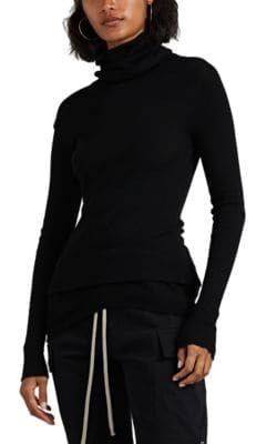 Rib-Knit Cashmere Cowlneck Sweater