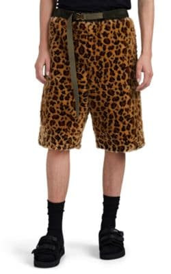 Leopard-Print Faux-Fur Shorts
