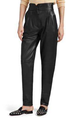 Leather Pleated-Front Pants 1