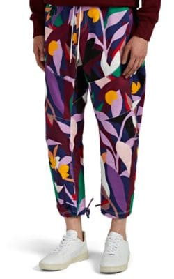 Abstract-Print Cotton Crop Jogger Pants