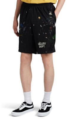 Paint-Splattered Mesh Shorts