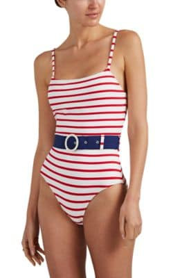 Nina Belted Striped One-Piece Swimsuit