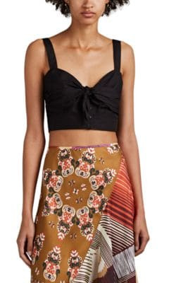 Tie-Front Cotton Poplin Crop Top