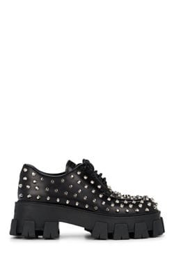 Studded Spazzolato Leather Oxfords