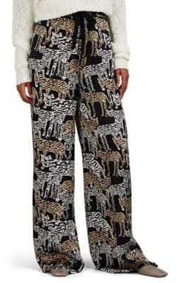 Artisanal Tiger-Print Silk Pajama Pants