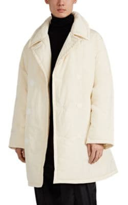 Tech-Taffeta Double-Breasted Puffer Coat