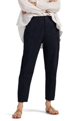 Cotton Tapered Crop Trousers
