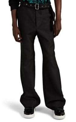Silk-Wool Gabardine Belted Trousers