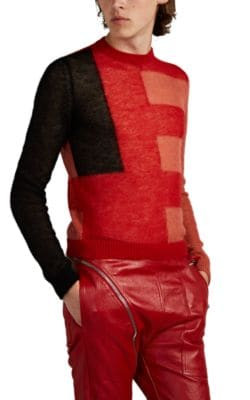 Colorblocked Mohair-Blend Crewneck Sweater