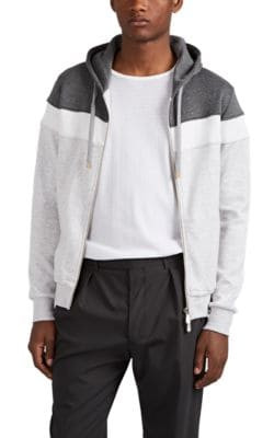 Colorblocked Cotton Zip-Front Hoodie