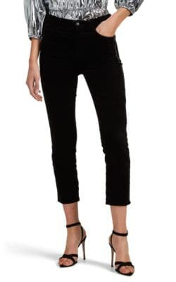 Maria Imitation-Crystal-Studded Velvet Jeans