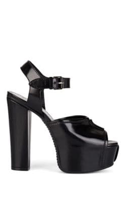 Peep-Toe Leather Platform Sandals