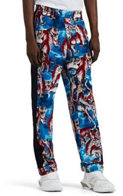 Striped Tiger-Print Drawstring Trousers