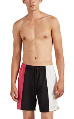 Colorblocked Drawstring Swim Trunks