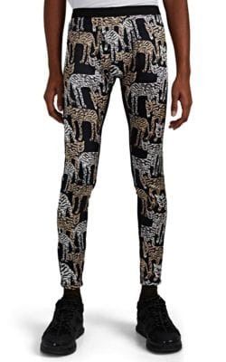 Wildcat-Print Silk Leggings