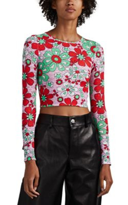 Deeelite Floral Pointelle-Knit Crop Top