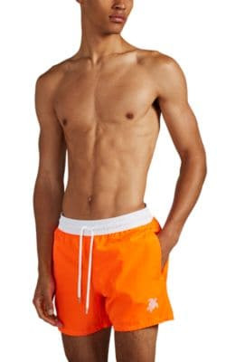 Embroidered Colorblocked Swim Trunks