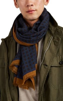 Floral-Medallion Wool Gauze Scarf